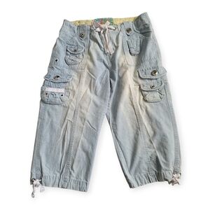 Vintage Y2K Roadrunner Cargo Capri Pants Multi-Pocket Utility Light Blue Size 4